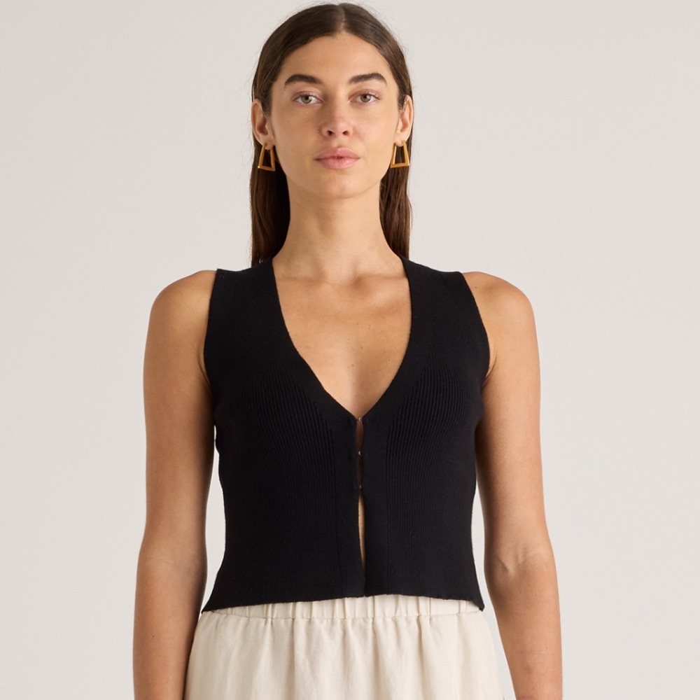 Quince Eco Knit Split Front Sweater Vest